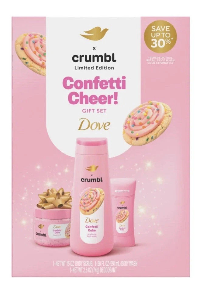 New Dove Crumbl Limited Edition Confetti Cake Cheer! Body Care Gift Set, 3 Ct
