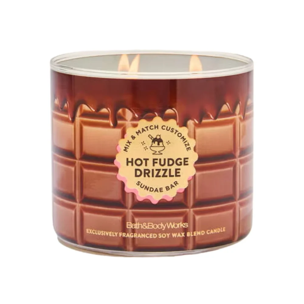 hot fudge drizzle 3 wick candle bath & body works